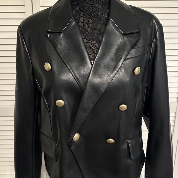 Perfect Dolce Cabo Faux Leather Double Breasted Blazer - only worn once !! - Picture 3 of 9